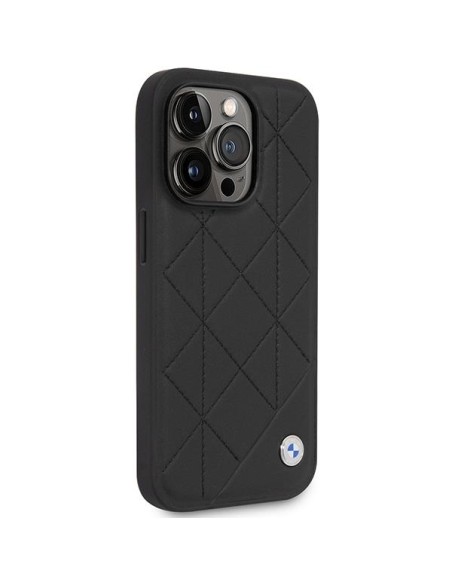 BMW odinis dygsniuotas dėklas iPhone 14 Pro - juodas BMW odinis dygsniuotas dėklas iPhone 14 Pro - juodas