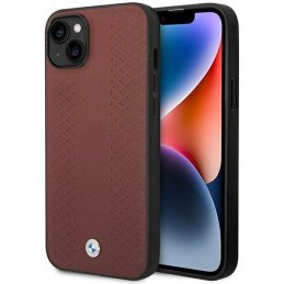 BMW Leather Diamond Pattern dėklas iPhone 14 - bordo