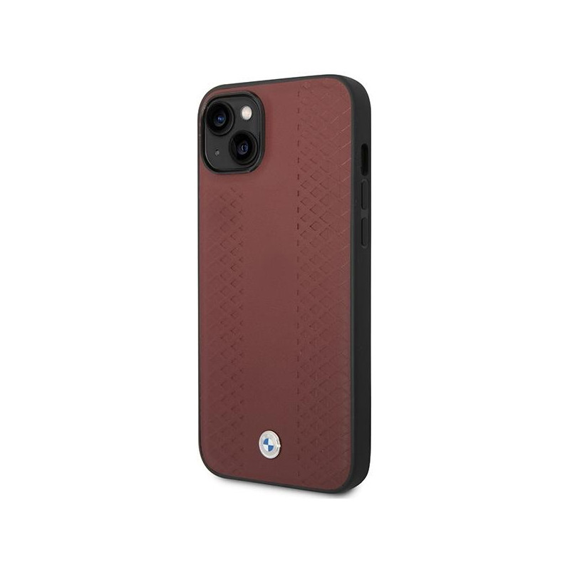 BMW Leather Diamond Pattern dėklas iPhone 14 - bordo