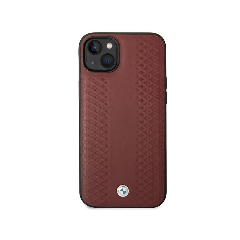 BMW Leather Diamond Pattern dėklas iPhone 14 - bordo