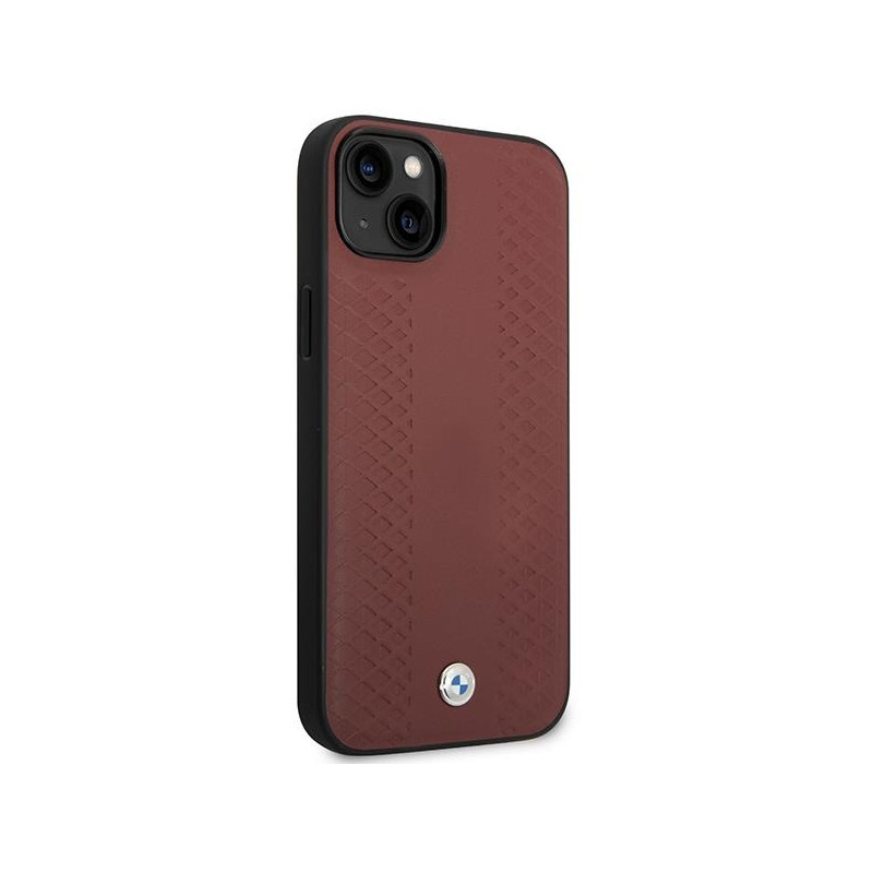 BMW Leather Diamond Pattern dėklas iPhone 14 - bordo