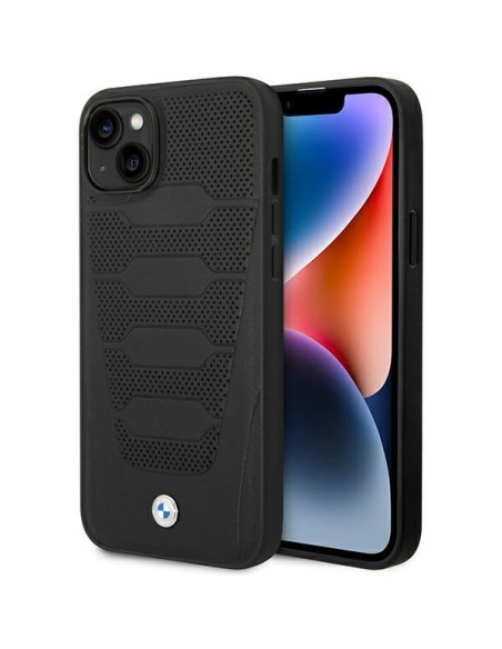 BMW Leather Seats Pattern dėklas iPhone 14 - juodas