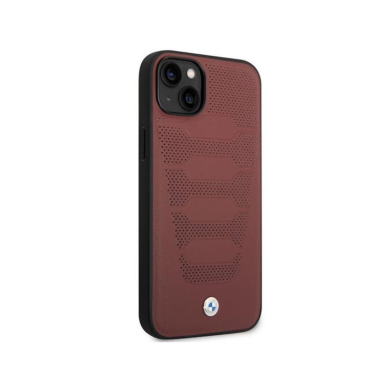 BMW Leather Seats Pattern dėklas iPhone 14 - bordo