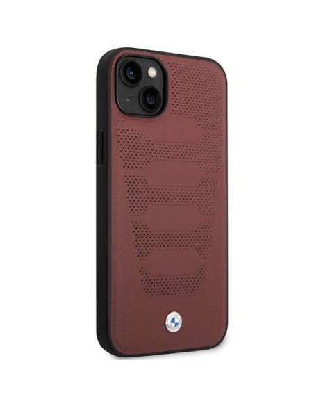 BMW Leather Seats Pattern dėklas iPhone 14 - bordo BMW Leather Seats Pattern dėklas iPhone 14 - bordo