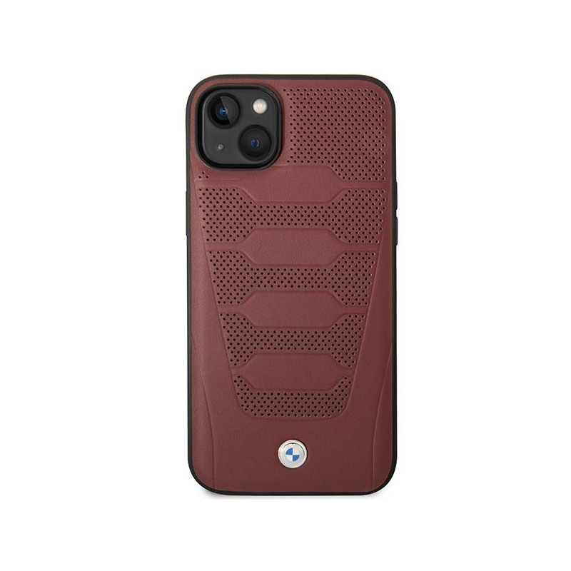 BMW Leather Seats Pattern dėklas iPhone 14 - bordo