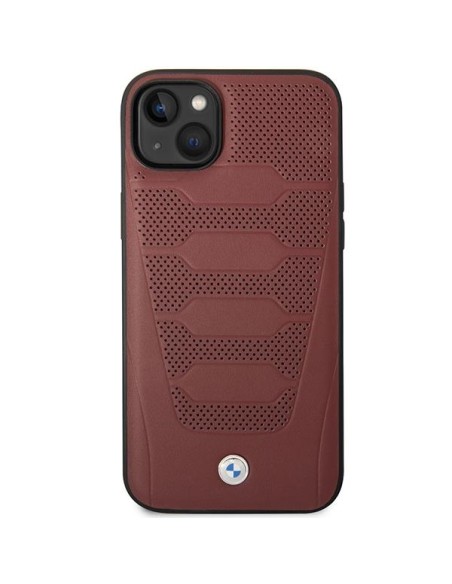 BMW Leather Seats Pattern dėklas iPhone 14 - bordo BMW Leather Seats Pattern dėklas iPhone 14 - bordo
