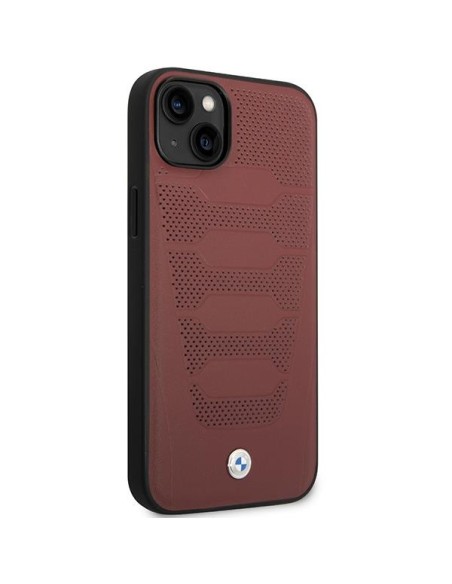 BMW Leather Seats Pattern dėklas iPhone 14 - bordo BMW Leather Seats Pattern dėklas iPhone 14 - bordo