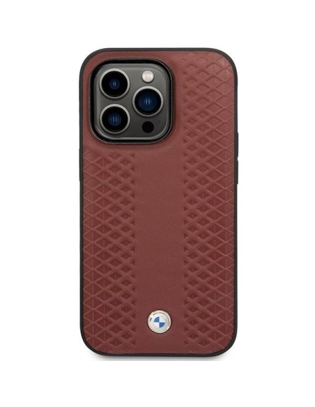 BMW Leather Diamond Pattern dėklas, skirtas iPhone 14 Pro Max - bordo BMW Leather Diamond Pattern dėklas, skirtas iPhone 14 Pro Max - bordo