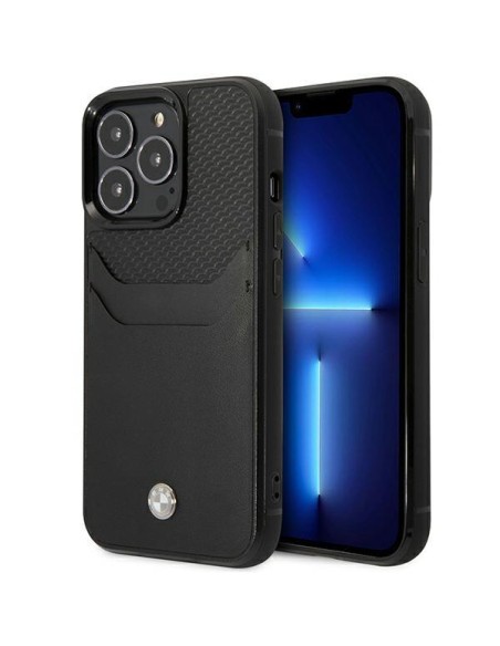 BMW odinis kortelių lizdo dėklas iPhone 14 Pro Max - juodas BMW odinis kortelių lizdo dėklas iPhone 14 Pro Max - juodas
