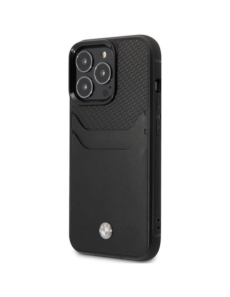 BMW odinis kortelių lizdo dėklas iPhone 14 Pro Max - juodas BMW odinis kortelių lizdo dėklas iPhone 14 Pro Max - juodas