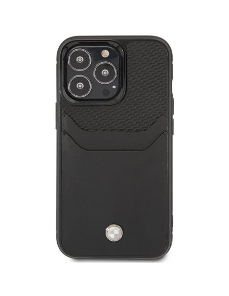 BMW odinis kortelių lizdo dėklas iPhone 14 Pro Max - juodas BMW odinis kortelių lizdo dėklas iPhone 14 Pro Max - juodas