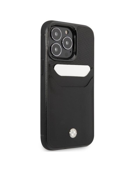 BMW odinis kortelių lizdo dėklas iPhone 14 Pro Max - juodas BMW odinis kortelių lizdo dėklas iPhone 14 Pro Max - juodas