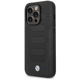 BMW Leather Seats Pattern MagSafe dėklas iPhone 14 Pro Max - juodas