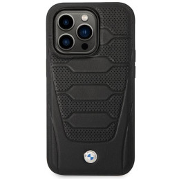 BMW Leather Seats Pattern MagSafe dėklas iPhone 14 Pro Max - juodas