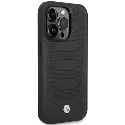 BMW Leather Seats Pattern MagSafe dėklas iPhone 14 Pro Max - juodas