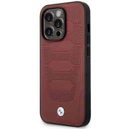 BMW Leather Seats Pattern MagSafe dėklas iPhone 14 Pro Max - bordo