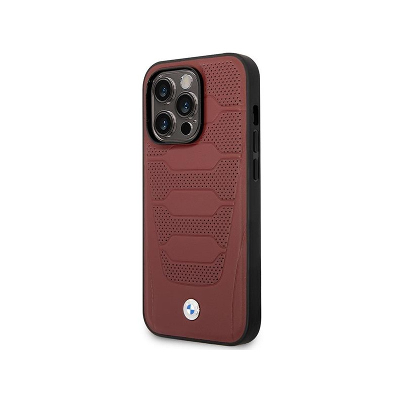 BMW Leather Seats Pattern MagSafe dėklas iPhone 14 Pro Max - bordo
