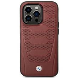 BMW Leather Seats Pattern MagSafe dėklas iPhone 14 Pro Max - bordo