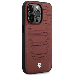 BMW Leather Seats Pattern MagSafe dėklas iPhone 14 Pro Max - bordo