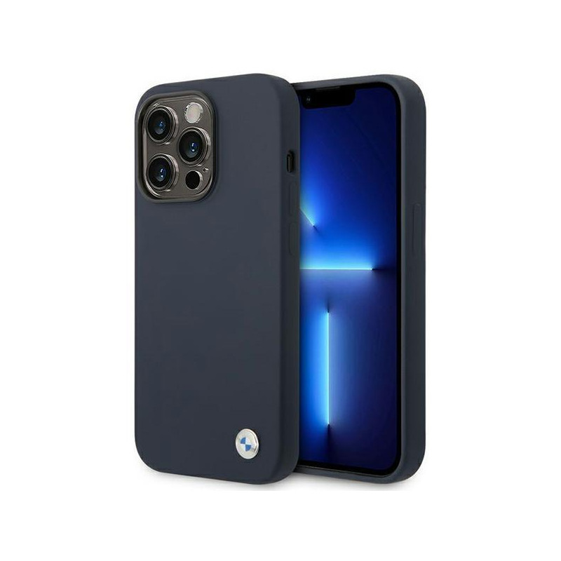 BMW Silicone Metal Logo MagSafe dėklas iPhone 14 Pro Max - tamsiai mėlynas BMW Silicone Metal Logo MagSafe dėklas iPhone 14 Pro Max - tamsiai mėlynas