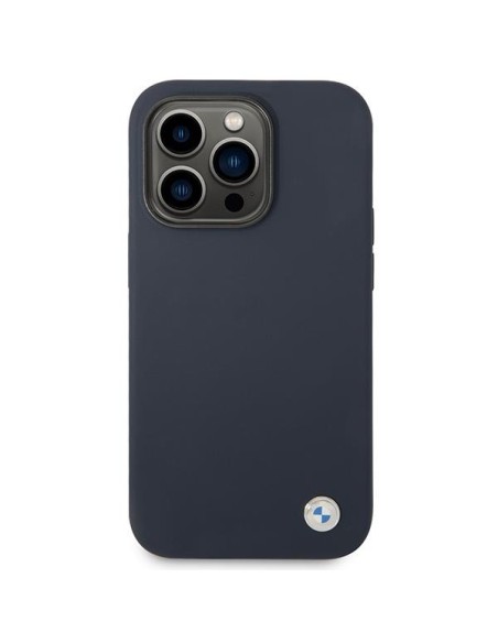 BMW Silicone Metal Logo MagSafe dėklas iPhone 14 Pro Max - tamsiai mėlynas BMW Silicone Metal Logo MagSafe dėklas iPhone 14 Pro Max - tamsiai mėlynas