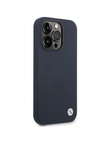 BMW Silicone Metal Logo MagSafe dėklas iPhone 14 Pro Max - tamsiai mėlynas BMW Silicone Metal Logo MagSafe dėklas iPhone 14 Pro Max - tamsiai mėlynas