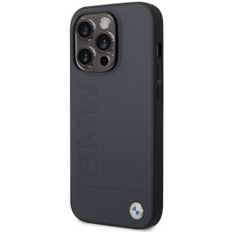 BMW Leather Hot Stamp MagSafe dėklas iPhone 14 Pro Max - tamsiai mėlynas