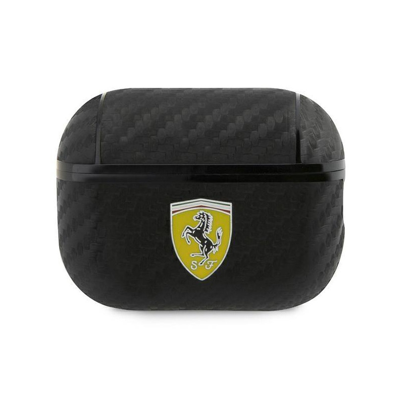 Ferrari On Track PU Carbon dėklas, skirtas AirPods Pro 2 dangteliui - juodas Ferrari On Track PU Carbon dėklas, skirtas AirPods Pro 2 dangteliui - juodas