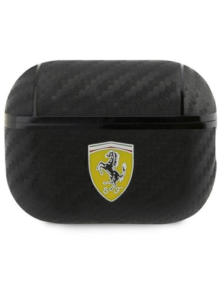 Ferrari On Track PU Carbon dėklas, skirtas AirPods Pro 2 dangteliui - juodas Ferrari On Track PU Carbon dėklas, skirtas AirPods Pro 2 dangteliui - juodas