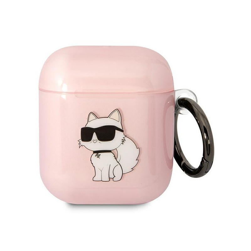 Karl Lagerfeld Ikonik Choupette dėklas, skirtas AirPods 1/ 2 – rožinis