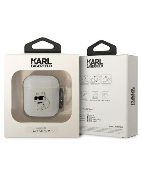 Karl Lagerfeld Ikonik Choupette dėklas, skirtas AirPods 1/ 2 - skaidrus Karl Lagerfeld Ikonik Choupette dėklas, skirtas AirPods 1/ 2 - skaidrus