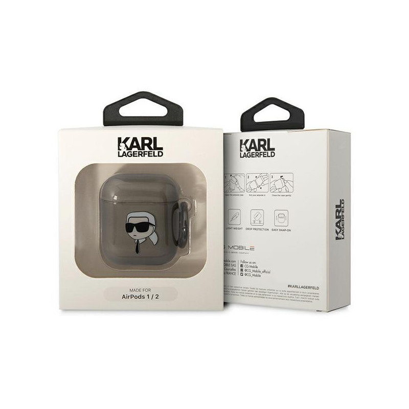 Karl Lagerfeld Karl& 39 s Head dėklas, skirtas AirPods 1/ 2 – juodas