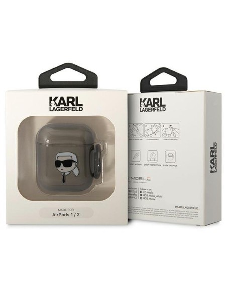 Karl Lagerfeld Karl& 39 s Head dėklas, skirtas AirPods 1/ 2 – juodas Karl Lagerfeld Karl& 39 s Head dėklas, skirtas AirPods 1/ 2 – juodas