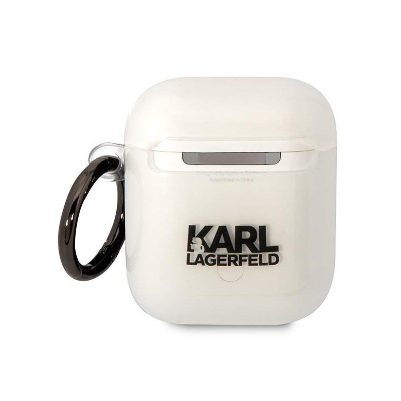 Karl Lagerfeld Karl& 39 s Head dėklas, skirtas AirPods 1/ 2 – skaidrus