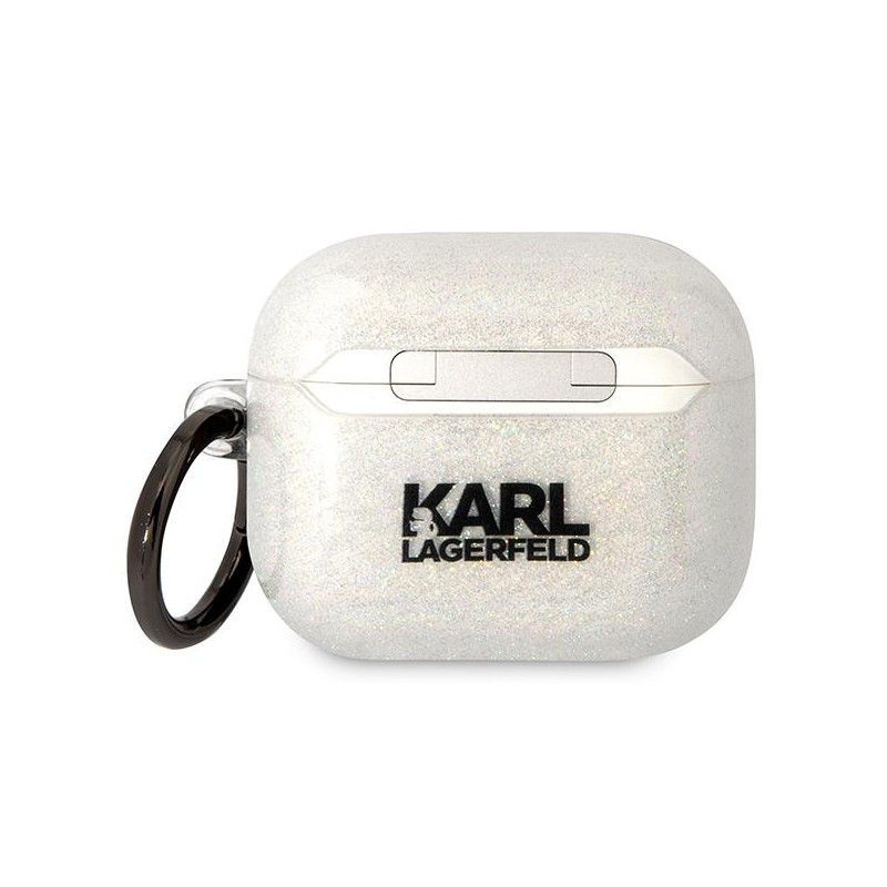 Karl Lagerfeld Glitter Karl&Choupette dėklas, skirtas AirPods 3 - skaidrus