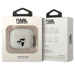 Karl Lagerfeld Glitter Karl&Choupette dėklas, skirtas AirPods 3 - skaidrus