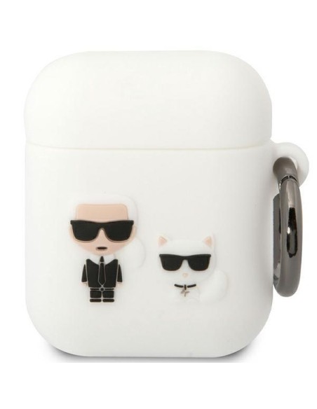 Karl Lagerfeld Silikoninis Karl&Choupette dėklas, skirtas AirPods 1/ 2 - baltas Karl Lagerfeld Silikoninis Karl&Choupette dėklas, skirtas AirPods 1/ 2 - baltas