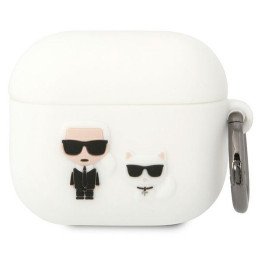 Karl Lagerfeld Silikoninis Karl&Choupette dėklas, skirtas AirPods 3 - baltas
