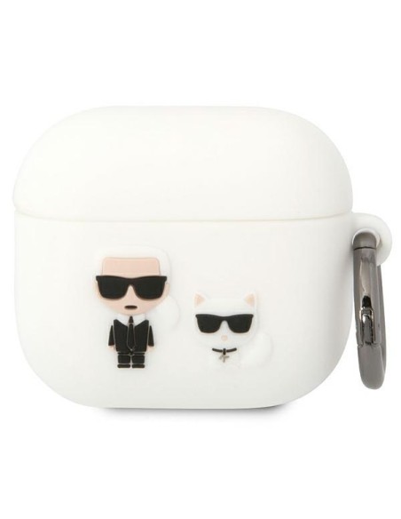 Karl Lagerfeld Silikoninis Karl&Choupette dėklas, skirtas AirPods 3 - baltas Karl Lagerfeld Silikoninis Karl&Choupette dėklas, skirtas AirPods 3 - baltas