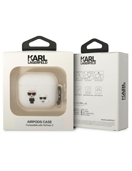Karl Lagerfeld Silikoninis Karl&Choupette dėklas, skirtas AirPods 3 - baltas Karl Lagerfeld Silikoninis Karl&Choupette dėklas, skirtas AirPods 3 - baltas