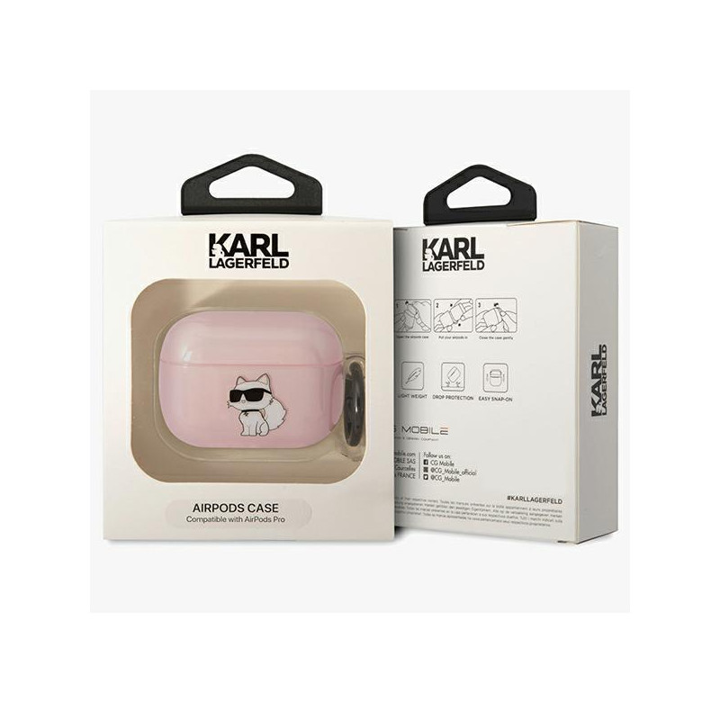 Karl Lagerfeld Ikonik Choupette dėklas, skirtas AirPods Pro – rožinis