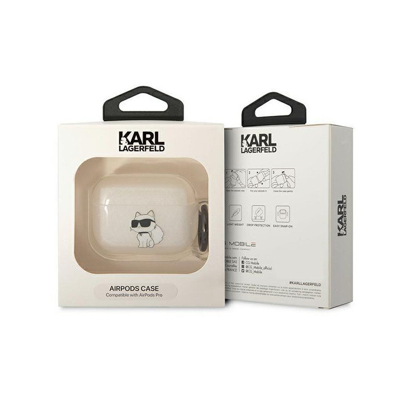 Karl Lagerfeld Ikonik Choupette dėklas, skirtas AirPods Pro - skaidrus