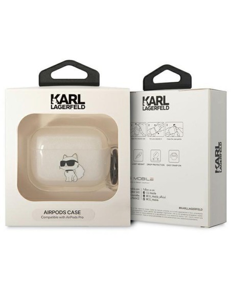 Karl Lagerfeld Ikonik Choupette dėklas, skirtas AirPods Pro - skaidrus Karl Lagerfeld Ikonik Choupette dėklas, skirtas AirPods Pro - skaidrus