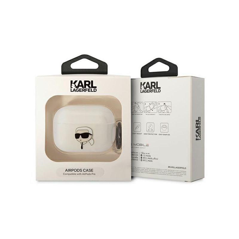 Karl Lagerfeld Karl& 39 s Head dėklas, skirtas AirPods Pro – skaidrus