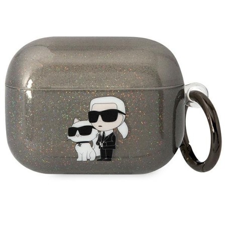Karl Lagerfeld Glitter Karl&Choupette dėklas, skirtas AirPods Pro - juodas Karl Lagerfeld Glitter Karl&Choupette dėklas, skirtas AirPods Pro - juodas