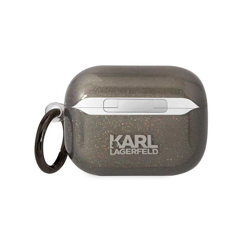 Karl Lagerfeld Glitter Karl&Choupette dėklas, skirtas AirPods Pro - juodas
