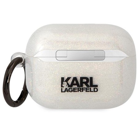 Karl Lagerfeld Glitter Karl&Choupette dėklas, skirtas AirPods Pro - skaidrus