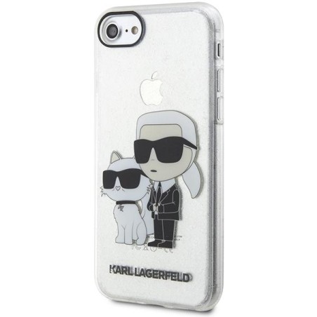 Karl Lagerfeld Glitter Karl&Choupette dėklas, skirtas iPhone 7 / 8 / SE 2020 / SE 2022 - skaidrus Karl Lagerfeld Glitter Karl&Choupette dėklas, skirtas iPhone 7 / 8 / SE 2020 / SE 2022 - skaidrus