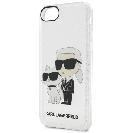 Karl Lagerfeld Glitter Karl&Choupette dėklas, skirtas iPhone 7 / 8 / SE 2020 / SE 2022 - skaidrus Karl Lagerfeld Glitter Karl&Choupette dėklas, skirtas iPhone 7 / 8 / SE 2020 / SE 2022 - skaidrus