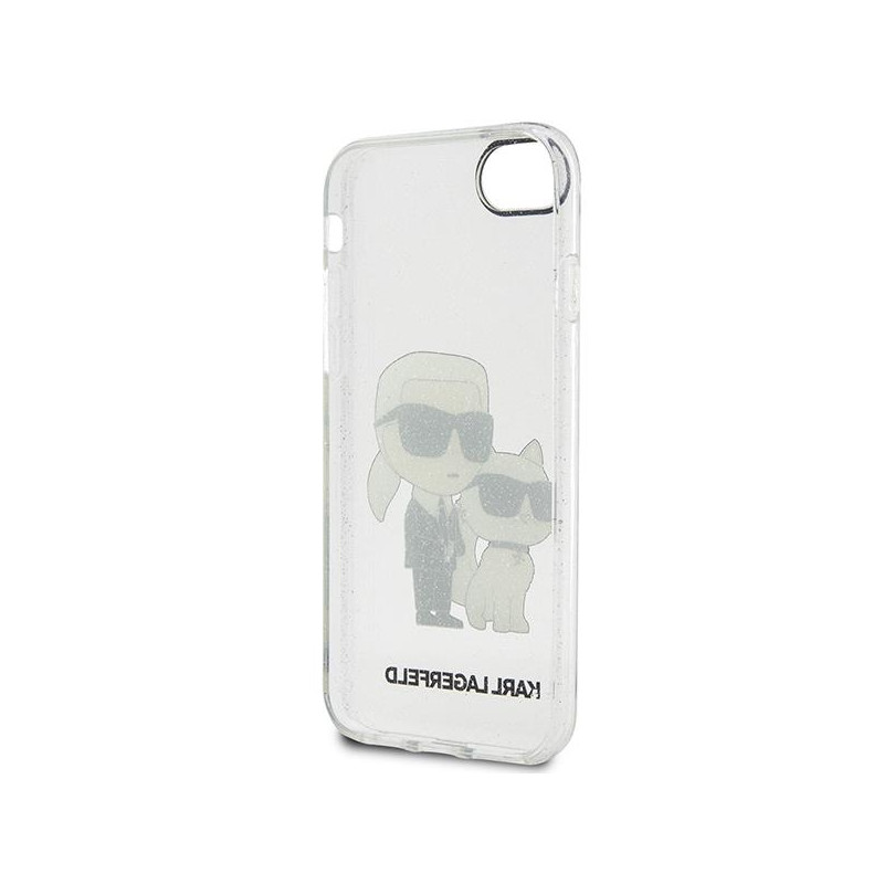 Karl Lagerfeld Glitter Karl&Choupette dėklas, skirtas iPhone 7 / 8 / SE 2020 / SE 2022 - skaidrus